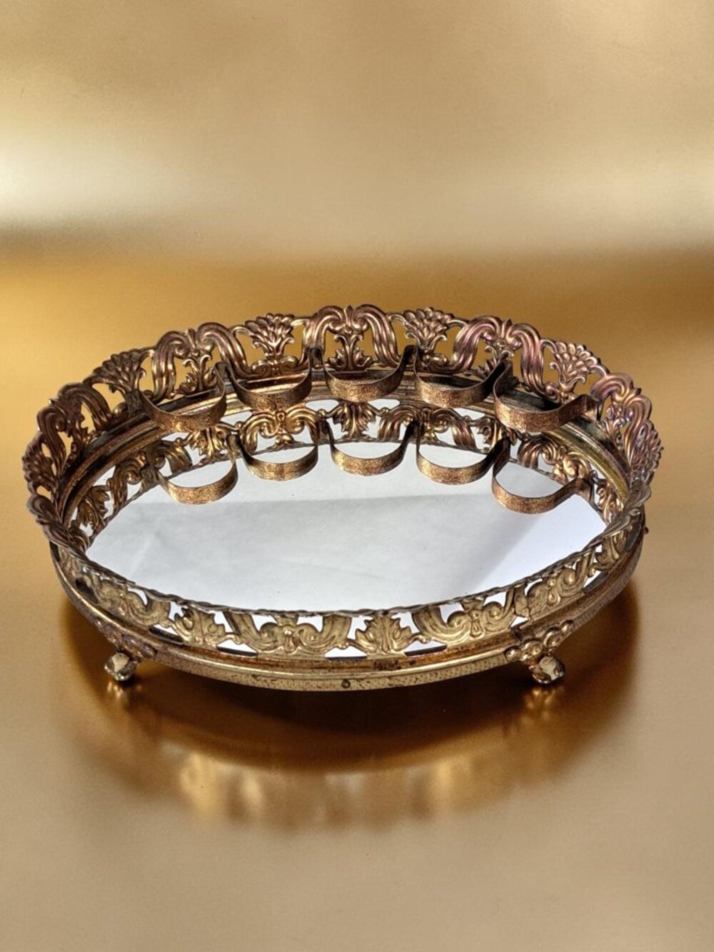 Hollywood Regency Vanity Mirror w/Lipstick Holders - Picture 7 of 14